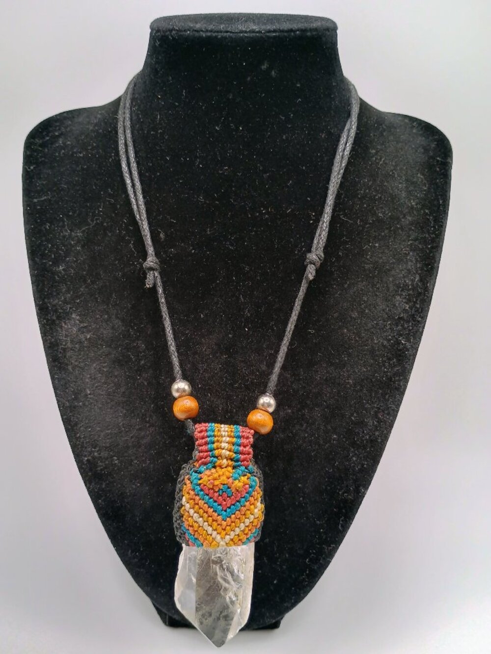 Handmade Macrame Quartz Crystal Amulet Necklace